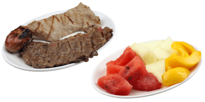 grelhada-mista-carne-fruta